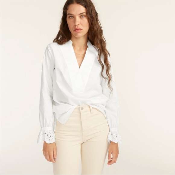 NWT J.Crew Womens Size Small Black Eyelet-Embroidered V-Neck Blouse Top Cotton - Picture 5 of 15